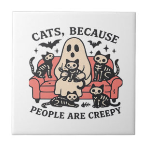 Katten Mensen Zijn Enge Skelet Halloween T-Shirt O Tegeltje