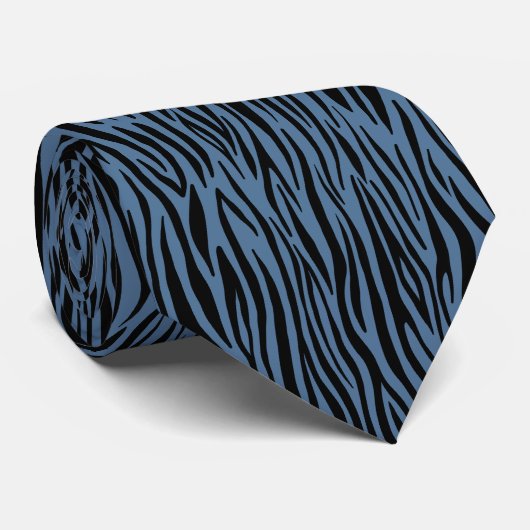 Katten Meow Tiger Stripe Black en Blue stropdas (Opgerold)