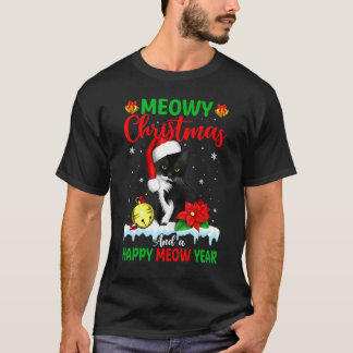 Katten Meowy Familie Bijpassende Kerst Pyjama's Si T-shirt
