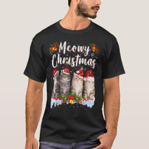 Katten Meowy Familie Bijpassende Kerst Pyjama's Si T-shirt