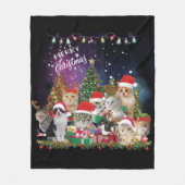 Katten Merry Kerstlight Fleece Deken (Voorkant)