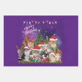 Katten Merry Kerstlight Inpakpapier Vel (Voorkant 2)