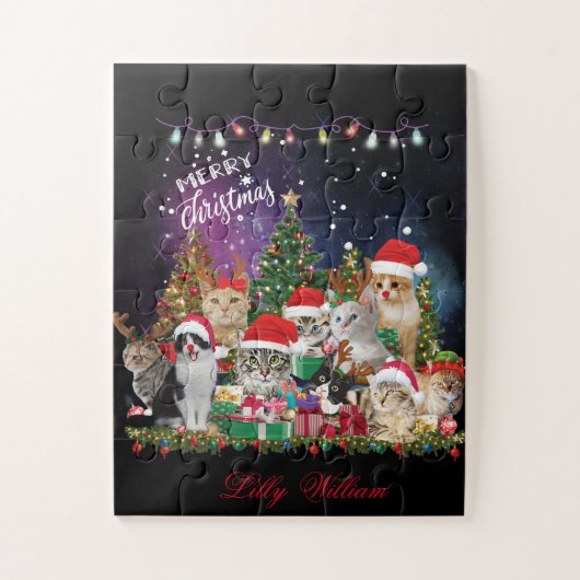 Katten Merry Kerstlight Legpuzzel (Verticaal)
