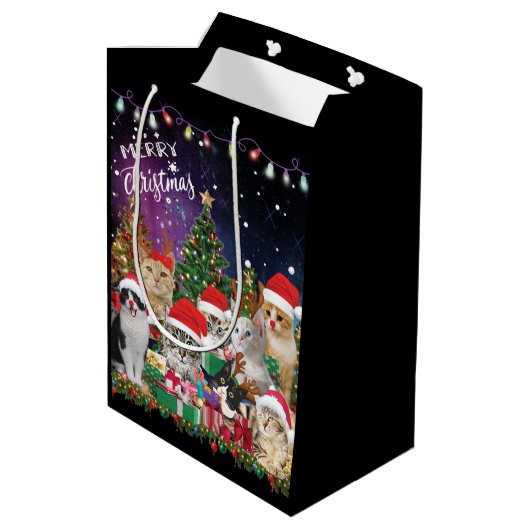 Katten Merry Kerstlight Medium Cadeauzakje (Achterkant Gekanteld)