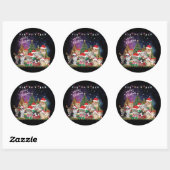 Katten Merry Kerstlight Ronde Sticker (Vel)