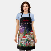 Katten Merry Kerstlight Schort (Gedragen)