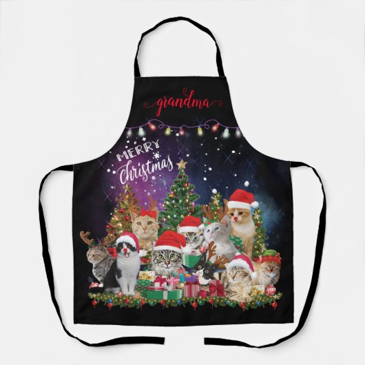 Katten Merry Kerstlight Schort (Voorkant)