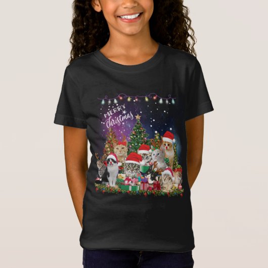 Katten Merry Kerstlight T-shirt (Voorkant)