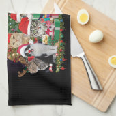 Katten Merry Kerstlight Theedoek (Quarter Fold)