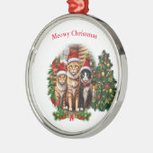 Katten Merry Kerstmis Metalen Ornament (Links)