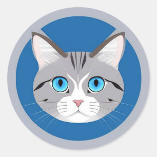 Katten Met Blauwe Ogen Ronde Sticker