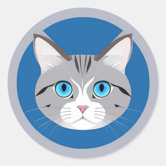 Katten Met Blauwe Ogen Ronde Sticker (Voorkant)