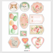 Katten met bloemen Pasen en Stickers van de Lente (Vel)