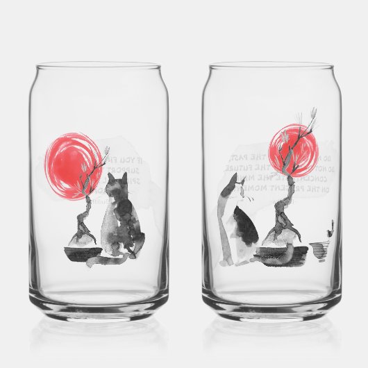 Katten met Bonsais en Boeddha Quotes Blikvorm Glas (Voorkant)