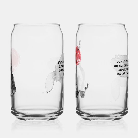 Katten met Bonsais en Boeddha Quotes Blikvorm Glas (Links)