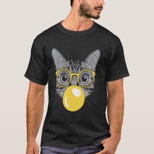 Katten Met Bril Maken Bubblegum Bellen Speels T-shirt