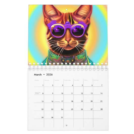 Katten met brillenglazen AI Generated Kalender (Mar 2026)