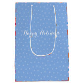 Katten met cadeau blauw kerstmis medium cadeauzakje (Achterkant)