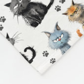 Katten met chagrijnige gezichten en poot afdrukken fleece deken (Hoek)