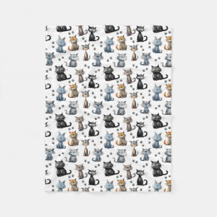 Katten met chagrijnige gezichten en poot afdrukken fleece deken