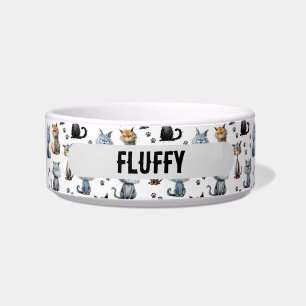 Katten Met Chagrijnige Gezichten Pootafdrukken Pat Voerbakje