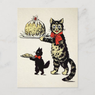  katten met dessert kerst briefkaart