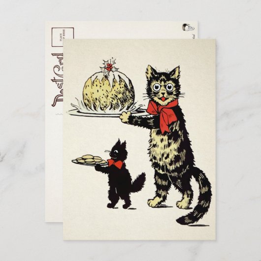  katten met dessert kerst briefkaart (Voorkant / Achterkant)