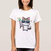 Katten met een bril met toverstaf sterren t-shirt (Voorkant)