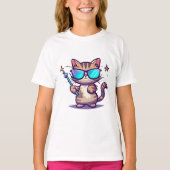 Katten met een bril met toverstaf sterren t-shirt (Voorkant)