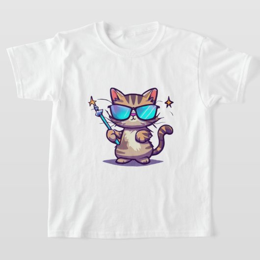 Katten met een bril met toverstaf sterren t-shirt (Laagn)