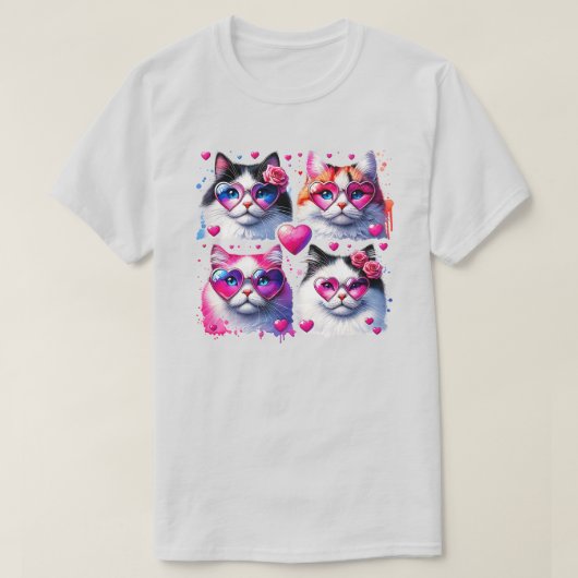 Katten met een hartbril Shirt (Design voorkant)