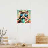 Katten met een oversized zonnebril met koffie poster (Keuken)