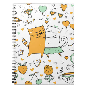Katten met een paar illustraties. cartoon katjes notitieboek