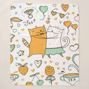 Katten met een paar illustraties. cartoon katjes sherpa deken