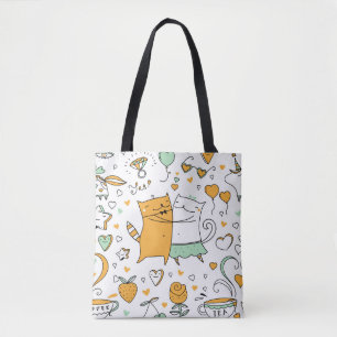 Katten met een paar illustraties. cartoon katjes tote bag