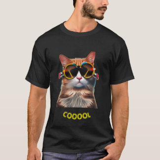 Katten met gekleurde zonnebril Cool Heren Donkere T-shirt