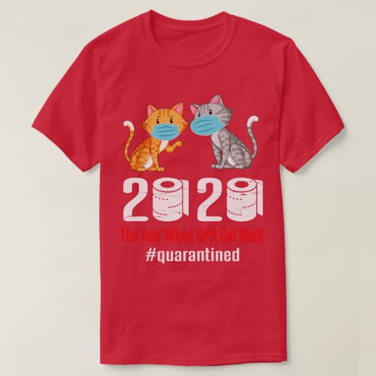 Katten met gezichtsmasker dansen 2020 toiletpapier t-shirt (Design voorkant)