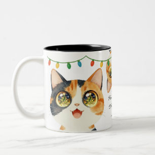 Katten met glinsterende ogen Heilige Calico Lichtj Tweekleurige Koffiemok