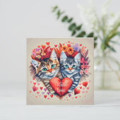 Katten met hart (Staand voorkant)