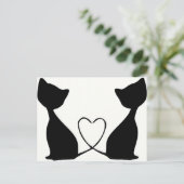 Katten met hart, zwart en wit briefkaart (Staand voorkant)