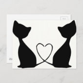 Katten met hart, zwart en wit briefkaart (Voorkant / Achterkant)