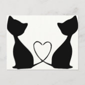 Katten met hart, zwart en wit briefkaart (Voorkant)