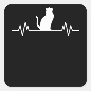 Katten met hartslag Ontwerp katten met paardepoot Vierkante Sticker