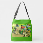 Katten met hoofdwieltjes op motorfietsen en fietse crossbody tas (Achterkant)