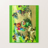 Katten met hoofdwieltjes op motorfietsen en fietse legpuzzel (Verticaal)