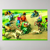 Katten met hoofdwieltjes op motorfietsen en fietse poster (Voorkant)