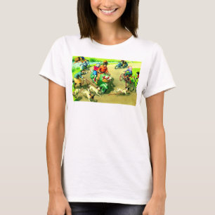 Katten met hoofdwieltjes op motorfietsen en fietse t-shirt