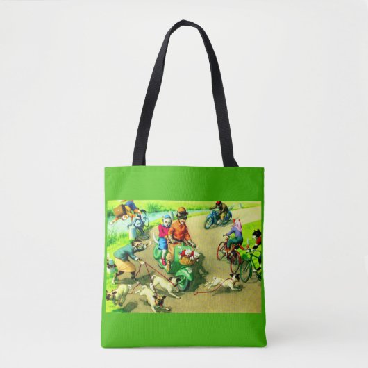 Katten met hoofdwieltjes op motorfietsen en fietse tote bag (Voorkant)