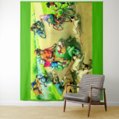 Katten met hoofdwieltjes op motorfietsen en fietse wandkleed (In situ)