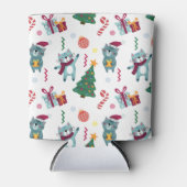 Katten met kerst grillig patroon blikjeskoeler (Voorkant)